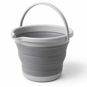 Portable Silicone Collapsible Bucket for Travel Camping Hiking Lightweight Foldable Water Pail with Sturdy Handle and Pouring Spout