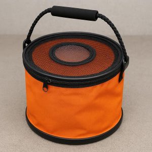 Round Collapsible Fishing Bucket with Mesh Cover Portable Foldable Water Container for Live Bait and Outdoor Camping Utility