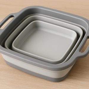 Square Collapsible Wash Basin for Camping Hiking Outdoor Kitchen Foldable Water Bucket with Integrated Handles for Easy Carrying