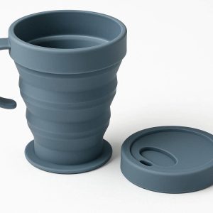 Portable Silicone Collapsible Travel Cup with Lid for Camping Hiking Outdoor Activities Food Grade BPA Free Drinking Mug