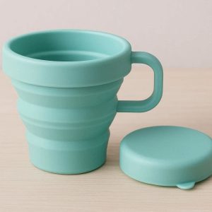 Mini Collapsible Silicone Cup for Kids and Travel Portable Foldable Drinking Mug with Dust Proof Cover for Outdoor School Trips
