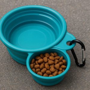 Multi Functional Collapsible Pet Food Cup and Water Bowl Portable Silicone Travel Dish with Clip for Dogs Cats Outdoor Play